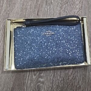 Brand New Coach Glittery Navy Wristlet